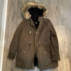 Women faux fur lined parka